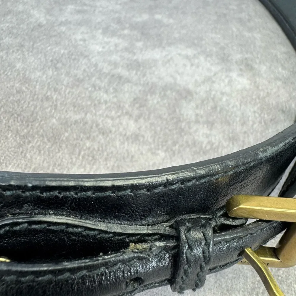 Vintage Gucci Grommet Black Leather Wide Belt 144195 85/34”